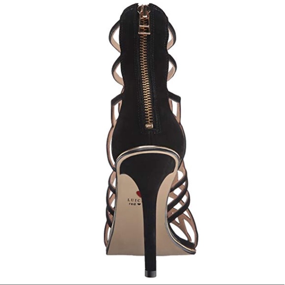 NIB Genuine Leather Caged Cut Out High Heel Sandal - Picture 7 of 7